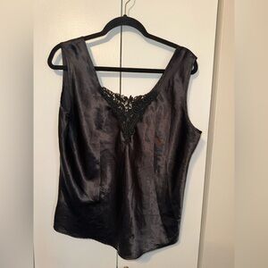 Escapades Vintage 90's Black Satin Cami - Women's Large